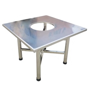 Table de dîner carrée détachable portative d'acier inoxydable Table de fourneau de charbon de bois pour le BBQ de marmite de restaurant de ménage commercial - Product Image 2
