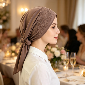 Turban pré-noué en dentelle pour femme, bonnet <span class=keywords><strong>chimio</strong></span>, couvre-chef, foulard, bonnet de nuit pour cheveux - Product Image 4