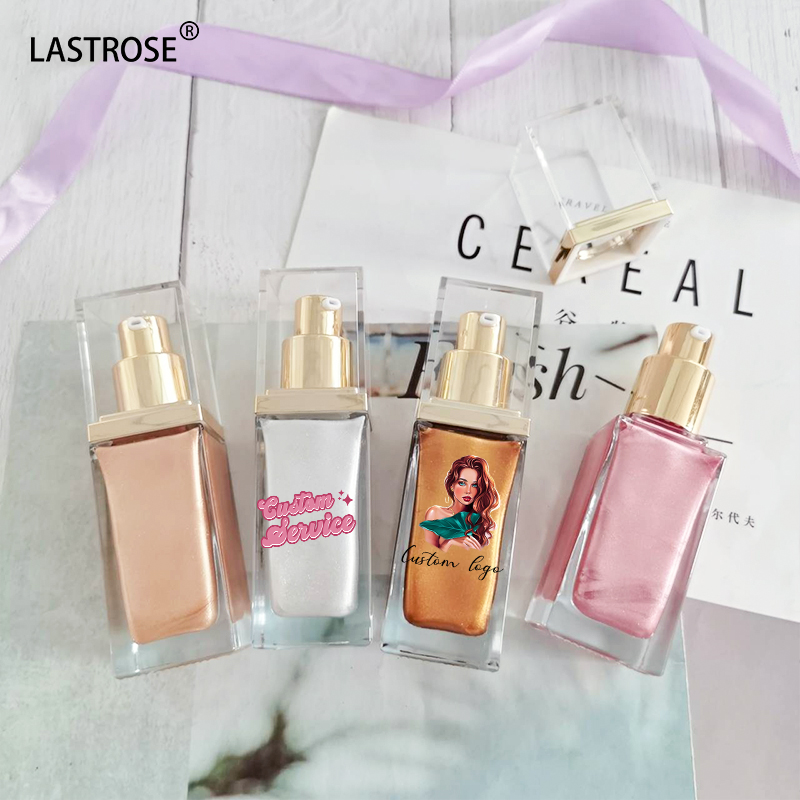 Cosmetics Makeup Shimmer Face Body Highlighting Glitter Liquid Highlighter Private Label Glass Bottles
