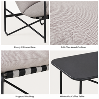 Modernes 4-teiliges Outdoor-Lounge-Set mit Metallrahmen, Zweisitzer, Zwei Sessel, Couchtisch und Gartensofa