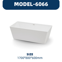 Baignoire autoportante rectangulaire moderne en acrylique blanc avec drain, certifiée CUPC, écologique, qualité hôtelière, pour immersion, longueur 150 cm