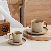 Tasse à café et soucoupe en céramique de glaçure mate de Style nordique ensemble de verres de poterie pour la maison et l'hôtel pour le thé Latte d'eau