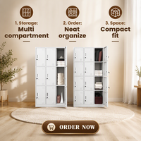 Casier de rangement en acier moderne à 6 portes avec étagères réglables pour l'école, la salle de sport, la maison, le bureau, l'hôpital