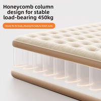 Matelas pneumatique gonflable pour le camping, pliable, pour la maison et les pique-niques en plein air, avec pompe à air intégrée et revêtement floqué