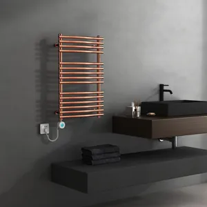 New Arrival CE Certification Rose Gold Double Heated Towel Rail Electric Towel Warmer Heated Towel Warmer Rack In The Bathroom