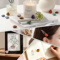 Cœur bombé en pierres précieuses naturelles mélangées 20 mm, cristaux de guérison des chakras, cœur non percé, œil de tigre, améthyste, quartz rose, ornement en forme de cœur