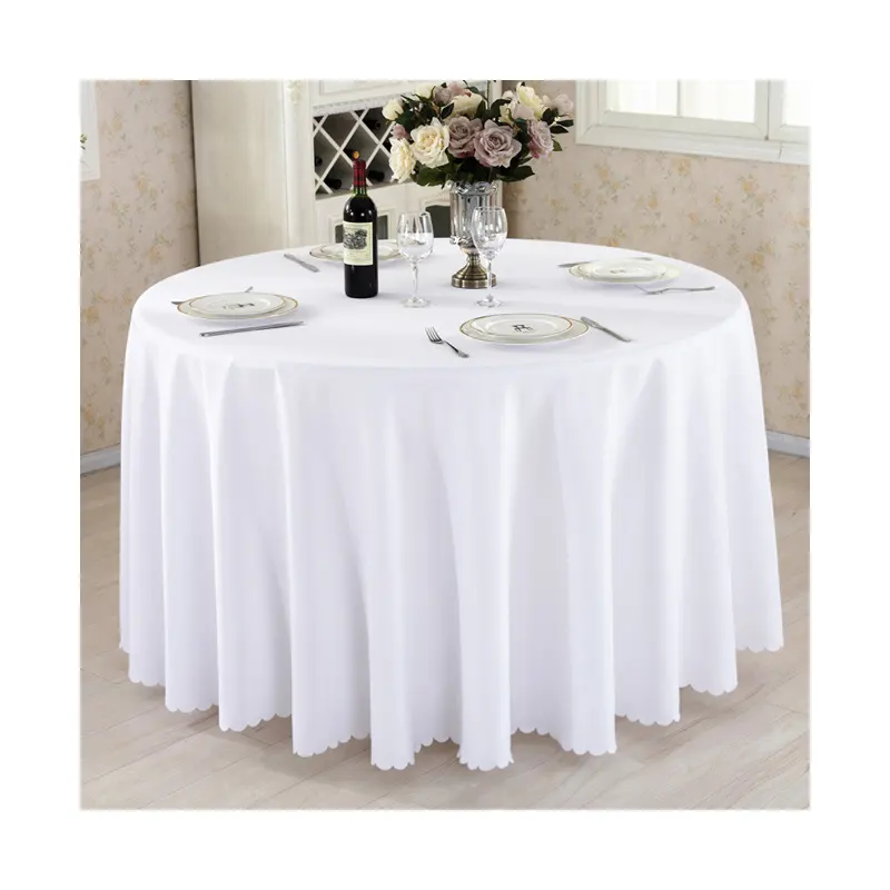 Tovaglia rettangolare rotonda in poliestere bianco rettangolare quadrata per banchetti per feste di matrimonio tovaglia per la decorazione di nozze