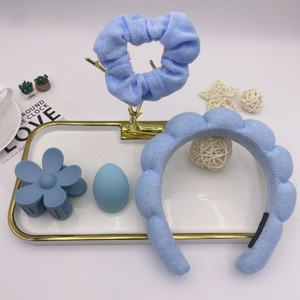Macaron Color Sponge Headband 4Pcs Set High Puff Face Slimming Sunflower Hair Clip <strong>Scrunchie</strong> Makeup Sponge Daily Skincare Kit - Product Image 6