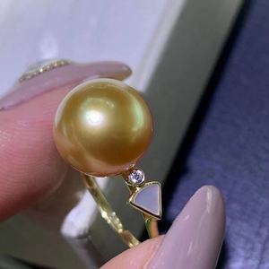 Anillo Versátil de Perla Natural Dorada, Plata Pura, Estilo Occidental, 11-10, Redondo, Ligeramente Imperfecto, Hermoso - Product Image 3