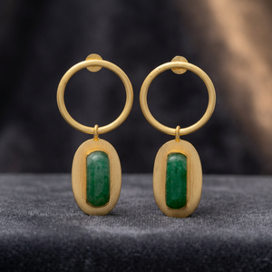 Pendientes de latón hechos a mano con turquesa, estilo bohemio para niños, a la moda - Product Image 2