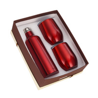 Ensemble de 3 gobelets à vin en acier inoxydable 304 avec couvercle, à double paroi, isolés sous vide, pour vin, bière, thé, café, cadeau