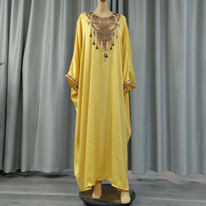 Abaya musulmana para mujer, vestidos largos, colgante de cuello en V de Dubái, Mangas de murciélago, vestido de caftán africano de pavo, moda BouBou Dashiki Canga - Product Image 2