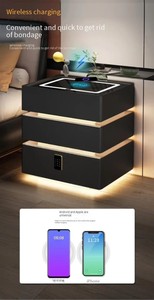 Comodino Moderno Sospeso con Cassetto e Ripiano Aperto, Mobile Comodino con Cassaforte Integrata - Product Image 4