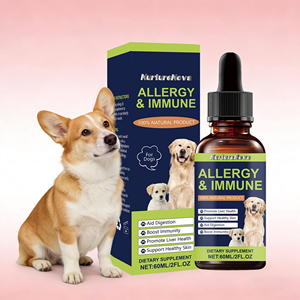Gouttes contre les allergies chez le chien, complément immunitaire 100% naturel <span class=keywords><strong>pour</strong></span> les allergies saisonnières, les démangeaisons cutanées, la digestion et la santé du foie - Product Image 1