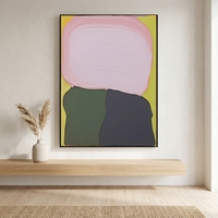 Peinture à l'huile 3D moderne à texture épaisse, peinte à la main, abstraite rose et verte, sur toile, tableau mural, taille personnalisable pour salon