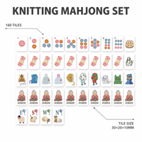 Jeu de Mahjong en Acrylique Motif Chat Mignon – Tuiles de Mahjong au Design Tricoté pour Femmes, Filles et Amoureuses des Chats
