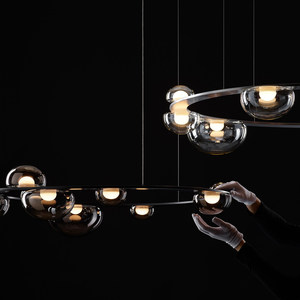 Minimalist Circular Chandelier <b>Led</b> Lighting Black Round Multi Head Pendant <b>Light</b> For Home Living Room Bedroom Restaurant - Product Image 2