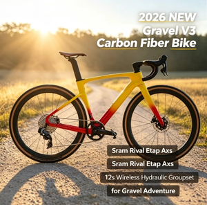 Nouveau Vélo de Gravel V3 en Fibre de Carbone 2026 avec Groupe Hydraulique Sans Fil SRAM <span class=keywords><strong>Rival</strong></span> eTap AXS 12s pour l'Aventure sur Gravel - Product Image 1