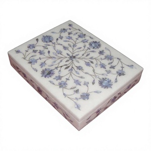 Boîte de marqueterie en marbre de produit de meilleure qualité de conception exquise de nouveauté avec la coquille florale de forme de rectangle pour l'article de cadeau de bijoux - Product Image 1