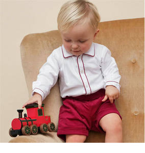 Costume de gentleman pour garçons ensemble de vêtements de boutique pour enfants chemise à revers à manches longues <span class=keywords><strong>pantalon</strong></span> court bleu tenues pour bébé garçon pour la fête d'anniversaire - Product Image 6