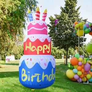 เค้กวันเกิดเป่าลมขนาด 6 ฟุต พร้อมเทียน LED ตกแต่งเป่าลม กันน้ำ สำหรับตกแต่งงานปาร์ตี้ในสวนกลางแจ้ง - Product Image 2
