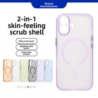 Coque de téléphone 2-en-1 magnétique en TPU+PC effet givré, toucher mat, découpes précises, antichoc, design uni pour 16