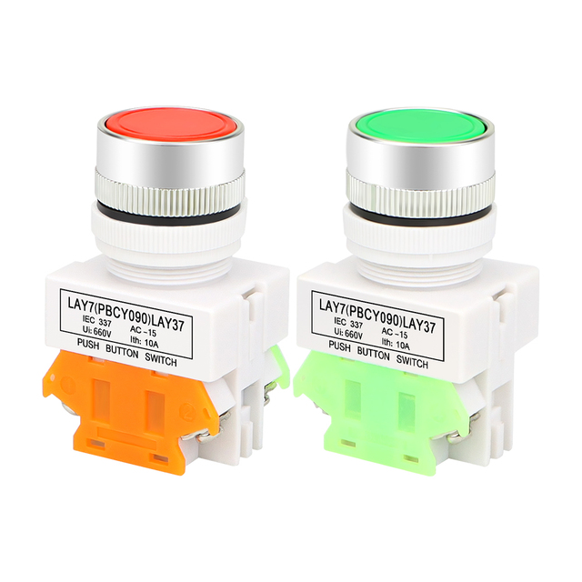 LAY37 Push Button Switch Self-reset 1 on 1 off 22MM Momentary Start Switch