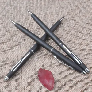 Good quality free sample slim black ink metal ball pen for hotel