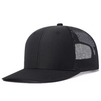 Gorra de Béisbol Personalizada con Logotipo, 6 Paneles, Lisa, Gris y Negra, Gorra Trucker con Parche de Cuero, Gorra Trucker de Malla Lisa para Hombre