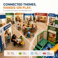 Ensemble de jeux souples commerciaux, Livre de construction, Village de jardin, Piscine à balles, Zones d'activités de découverte conformes aux normes ASTM