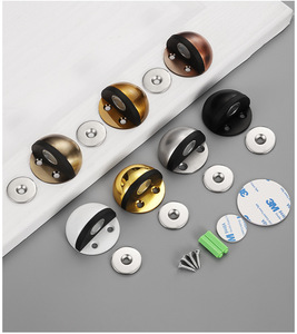 Butée de porte magnétique sans perçage en acier inoxydable, fixation au sol avec pare-chocs en caoutchouc, double fixation pour maison, hôtel, bureau, chambre - Product Image 4