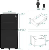 Meuble de rangement métallique moderne à 3 tiroirs, compact, mince, portable, pré-assemblé, solution de rangement pour salon et bureau, A4/Letter/Legal, noir