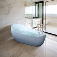 Baignoire autoportante moderne en acrylique blanc, petite forme ovale, baignoire japonaise pour une personne, pour les applications hôtelières