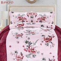 Couverture matelassée à motif floral, ensemble 3 pièces, Super doux et chaud, pour l'hiver, grande taille, Sherpa