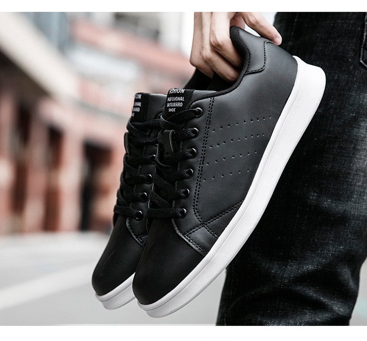 2021 Men Shoes Leather Comfortable Skateboard Shoes Breathable Casual Sneakers White Shoes