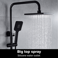 SANIPRO Ensemble de douche colonne coulissante avec pommeau pluie, système de douche effet pluie, robinets mitigeurs bain eau chaude et froide en laiton noir pour salle de bain