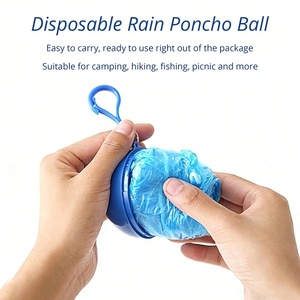 Custom Portable Disposable Ball Poncho Plastic Waterproof Raincoat Poncho Folded in <b>Mini</b> Ball with <b>Keyring</b> for Travel Outdoor - Product Image 2
