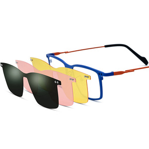 185796 pur titane 4 en 1 <span class=keywords><strong>clip</strong></span> magnétique sur carré ultra-léger lunettes de soleil polarisées monture de lunettes de Prescription - Product Image 6