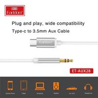 Adaptateur audio EARLDOM, câble pour écouteurs, USB Type-C, USB-C mâle vers prise jack femelle 35 mm, adaptateur DAC Type C vers 3,5 mm AUX
