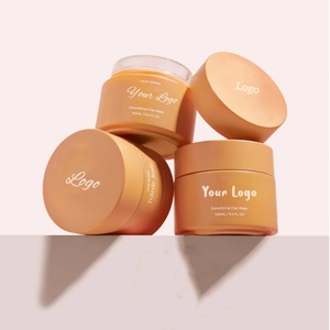 Pot en verre cosmétique mat orange de 100 ml avec couvercle doré jaune, pot en verre rond pour crème pour le corps et le visage, crème pour le soin de la peau - Product Image 1