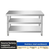 Table de travail de cuisine en acier inoxydable 304, double niveau, avec planche à découper intégrée, pour usage commercial, restaurant, hôtel, maison