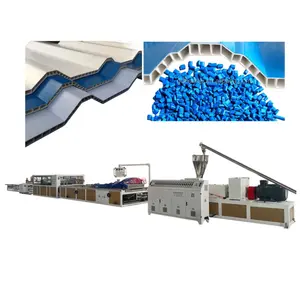 Double Screw Plastic Extruder PVC ASA Twin Wall Corrugated Roofing Tile Sheet Extrusion Production Line