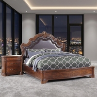Ensemble de meubles de chambre à coucher en bois massif et cuir de style européen classique, taille king size, luxe américain, avec taille et couleur personnalisables