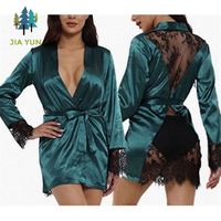YZ Hochwertige Erwachsenen-Schlafbekleidung, Qualitäts-Satin-Bademantel, Sexy Babydoll im Latex-Design für Damen