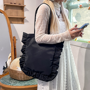 Bolso de Hombro Estilo Francés con Encaje de Nubes y Flores, Dos Correas, Bolso de Mano con Lazo de Satén Estilo Harajuku, Cierre de Cremallera, Bolso para Tutorías - Product Image 4