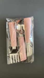 MEMEBABY Toptan Çocuk Paslanmaz Çelik Çatal Bıçak Seti Sürdürülebilir Çevre Dostu Kaşık Çatal Besleme Bebek Silikon Çatal Bıçak Seti 2-4 Yaş - Product Image 5
