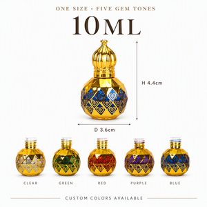 Flacone Vuoto Personalizzato per Profumo Attar, in Vetro con Astuccio in Filigrana Dorata Smaltata, Ricaricabile, Rotondo, per <span class=keywords><strong>Oud</strong></span> - Vendita all'Ingrosso Diretta dalla Fabbrica - Product Image 6