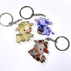 Nouvelle arrivée vache design breloques en plastique personnalisé votre logo transparent <span class=keywords><strong>double</strong></span> face impression porte-clés acrylique sur les clés de <span class=keywords><strong>voiture</strong></span> - Product Image 1