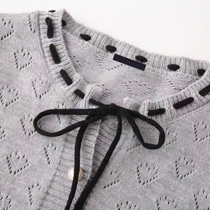 Dalang Knitwear Factory Women's Hollow-out Jacquard Knit <b>Cardigan</b> Top <b>Spring</b> Summer Loose Fit Single-breasted Breathable Thin - Product Image 2