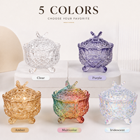 Pot en verre cristal le plus vendu pour le stockage alimentaire, le sucre, les cadeaux de fête et de mariage, ou comme récipient à bijoux, avec couvercle papillon